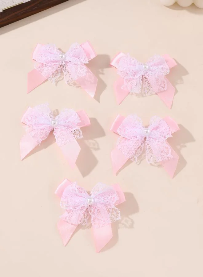 تايك تو طقم مشابك شعر بفيونكة دانتيل 5 قطع