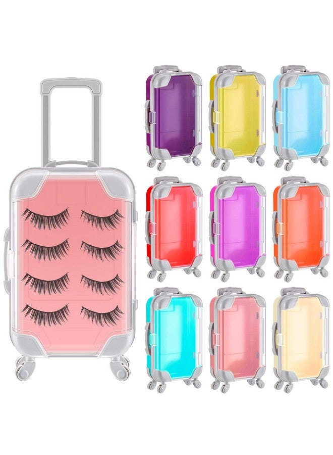 Tessco 12 Pack Mini Suitcase Favor Box False Eyelashes Packaging Box Plastic Rolling Empty Lash Boxes Trolley Tiny Suitcase Miniature Candy Box For Travel Theme Parties And Celebrations 9 Colors - Image 1