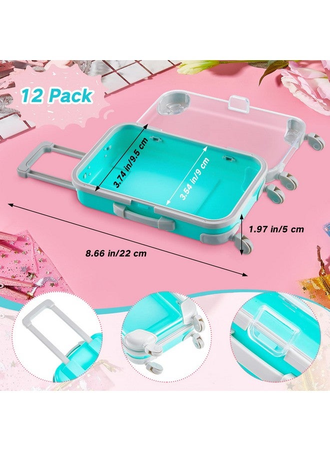 Tessco 12 Pack Mini Suitcase Favor Box False Eyelashes Packaging Box Plastic Rolling Empty Lash Boxes Trolley Tiny Suitcase Miniature Candy Box For Travel Theme Parties And Celebrations 9 Colors - Image 2