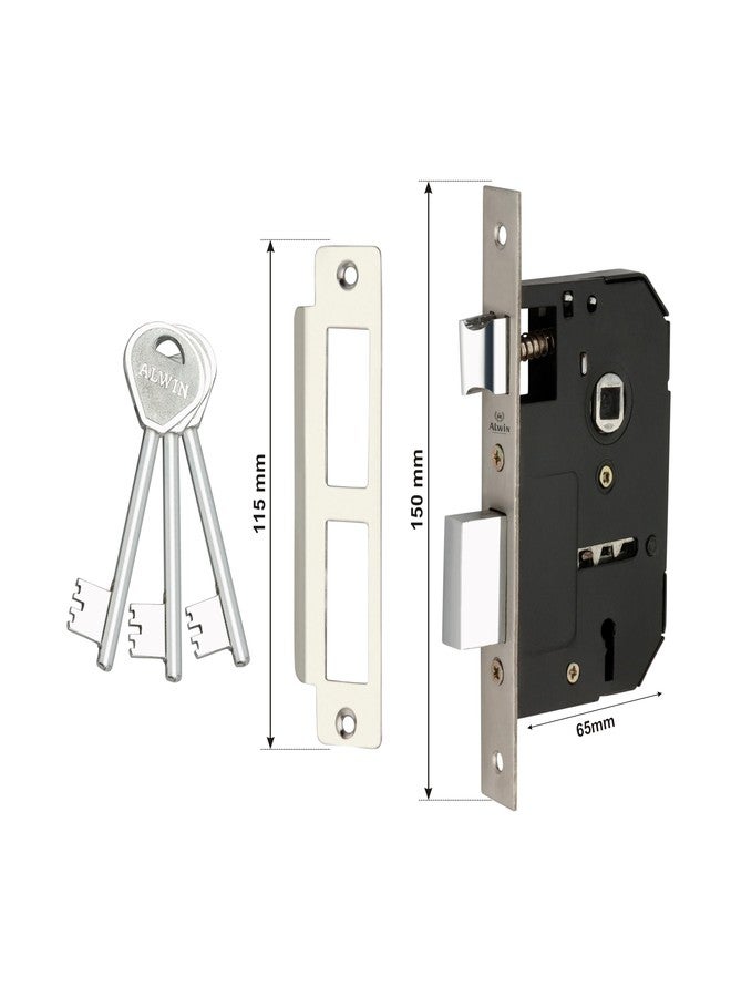 ALWIN Stainless Steel, Jeep 20 KY 2T, Mortise Lockset, 6Lever, 2Turn Locking Mechanism Suitable for Left & Right Handed Doors in Main Door, Living Room, Bedroom, Offices Hotels etc (2 Tone) - Image 5