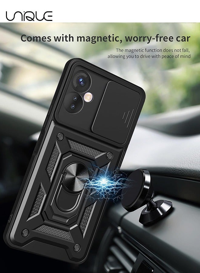 يونيك متوافق مع غطاء قوس NFC من انفينيكس هوت 30i مع غطاء عدسة كاميرا منزلق متوافق مع غطاء انفينيكس هوت 30i - اسود - Image 4