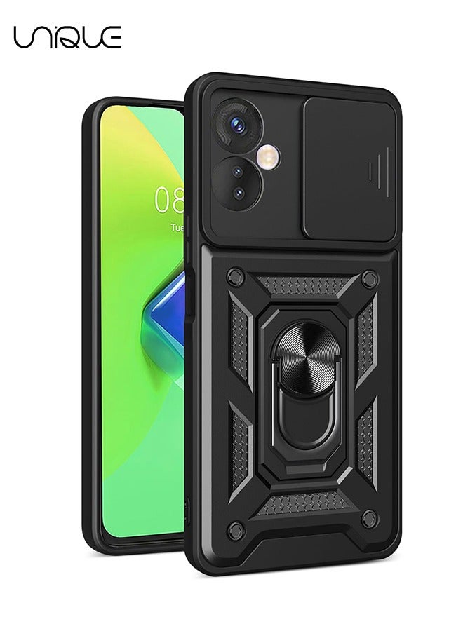 يونيك متوافق مع غطاء قوس NFC من انفينيكس هوت 30i مع غطاء عدسة كاميرا منزلق متوافق مع غطاء انفينيكس هوت 30i - اسود - Image 1