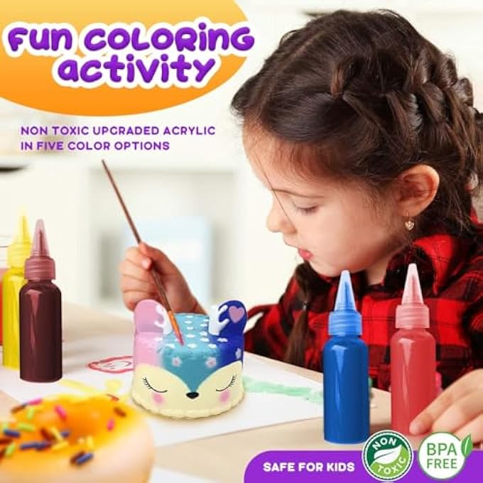 Insnug Sensory Toys Squishy Toy Food - Stress Relief Squishies for Girl Kids Age 4 6 8 10 Kawaii Jumbo DIY Slow Rising Squeeze Autism Unicorn Gift Ice Cream Cake Milk Shake Donut Painting Art Set - Image 3