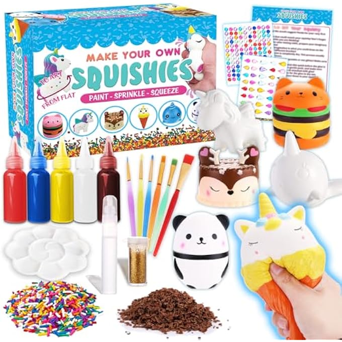 Insnug Sensory Toys Squishy Toy Food - Stress Relief Squishies for Girl Kids Age 4 6 8 10 Kawaii Jumbo DIY Slow Rising Squeeze Autism Unicorn Gift Ice Cream Cake Milk Shake Donut Painting Art Set - Image 1