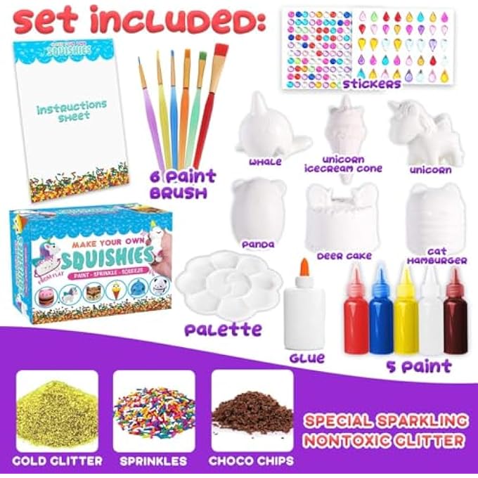 Insnug Sensory Toys Squishy Toy Food - Stress Relief Squishies for Girl Kids Age 4 6 8 10 Kawaii Jumbo DIY Slow Rising Squeeze Autism Unicorn Gift Ice Cream Cake Milk Shake Donut Painting Art Set - Image 2