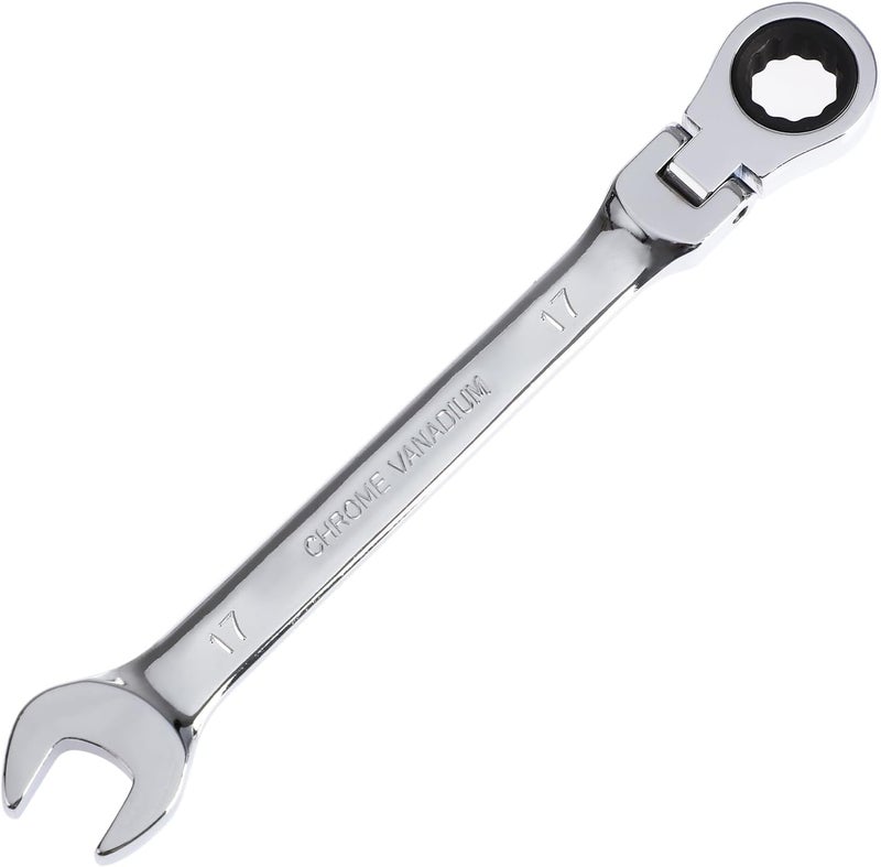 Pilida 17mm Ratcheting Wrench Metric Flex Head Ratch Wrench 12 Point Spanner 72 Teeth Chrome Vanadium Gear Combination Wrench - Image 1