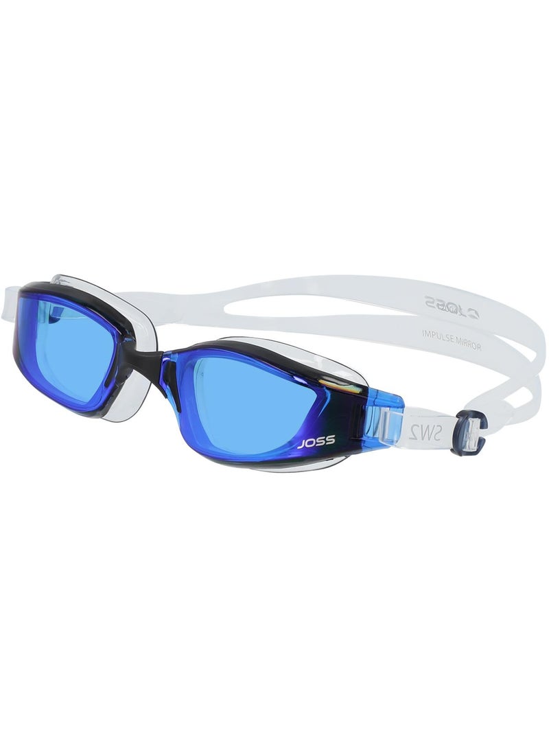 Joss Impulse Mirror Grey/Blue Adult Swimming Goggles  Uv Protection, Anti-Fog, Panoramic Lenses, Adjustable Strap For Secure Fit, Stylish Design - Image 3