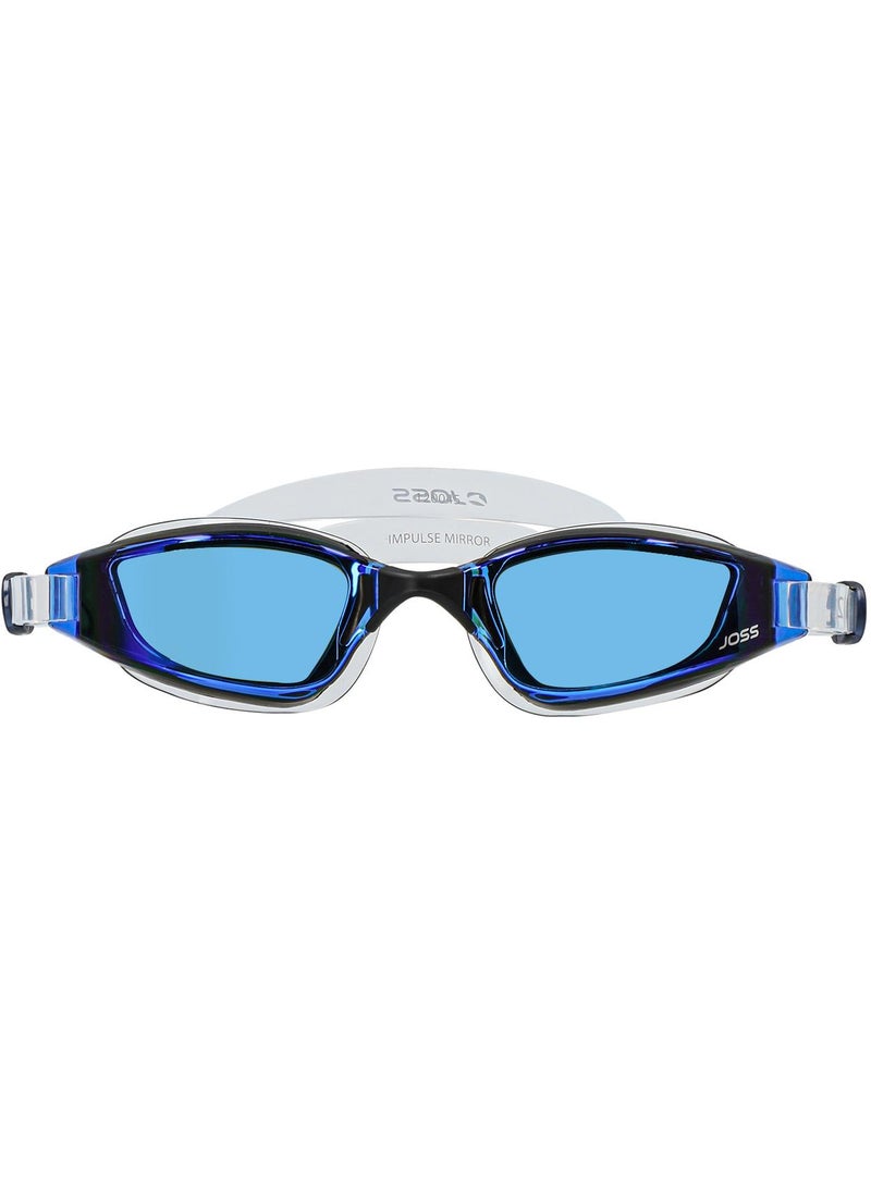 Joss Impulse Mirror Grey/Blue Adult Swimming Goggles  Uv Protection, Anti-Fog, Panoramic Lenses, Adjustable Strap For Secure Fit, Stylish Design - Image 2