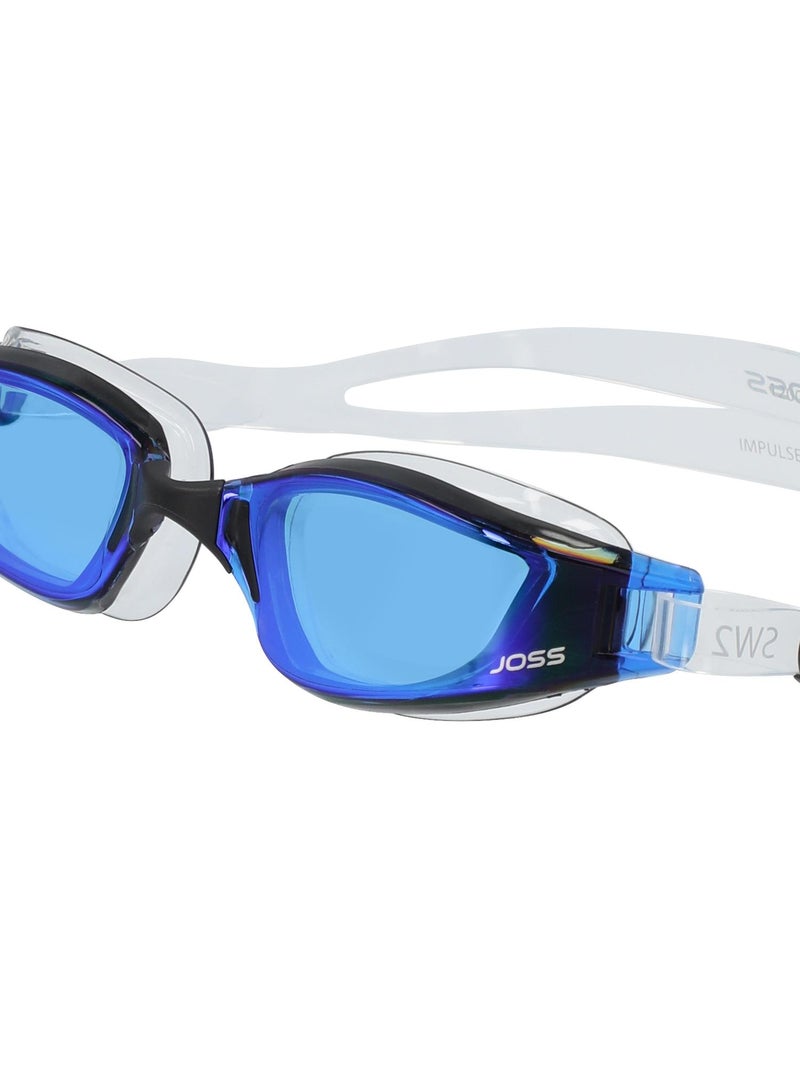 Joss Impulse Mirror Grey/Blue Adult Swimming Goggles  Uv Protection, Anti-Fog, Panoramic Lenses, Adjustable Strap For Secure Fit, Stylish Design - Image 1