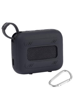 ماركة غير محددة غطاء سيليكون لجهاز JBL Go 4، غلاف واقي متين لمكبر صوت بلوتوث محمول مقاوم للماء، غطاء فائق الخفة ومضاد للصدمات مع كاربين، ملائم بشكل آمن، أسود (المكبر الصوتي غير متضمن)  - Image 3