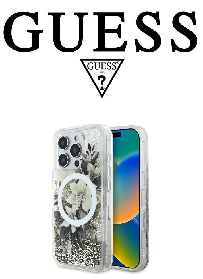CG MOBILE - iPhone 16 Pro Max back Case, supports MagSafe wireless charging, transparent with original logo and approved design from the global brand Guess. From CG Mobile. Beige - Image 1