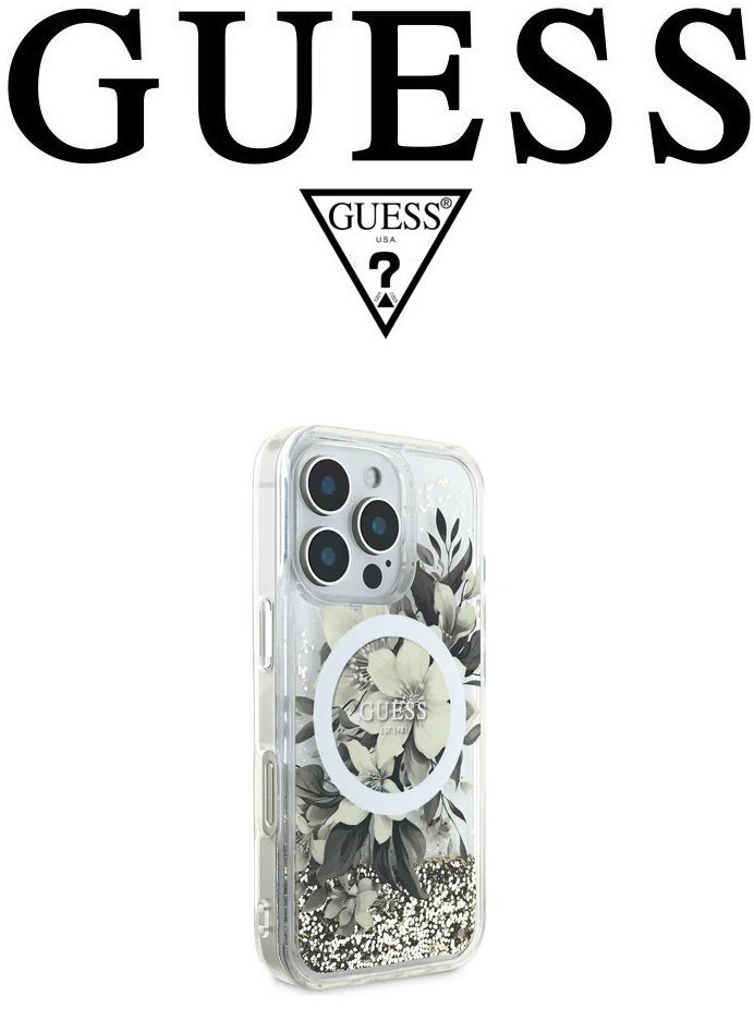 CG MOBILE - iPhone 16 Pro Max back Case, supports MagSafe wireless charging, transparent with original logo and approved design from the global brand Guess. From CG Mobile. Beige - Image 1