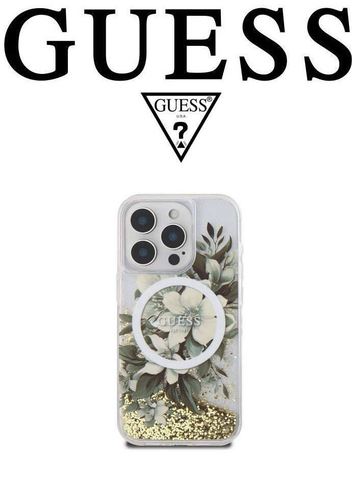CG MOBILE - iPhone 16 Pro Max back Case, supports MagSafe wireless charging, transparent with original logo and approved design from the global brand Guess. From CG Mobile. Beige - Image 1