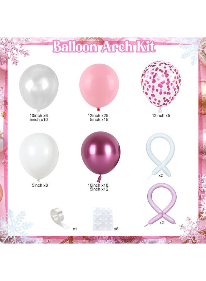 Froova Pink Balloon Garland Arch Kit, 103 PCS Metallic Hot Light Baby Pink and Clear Balloon Bow Balloons for Girls Birthday Princess Baby Shower Wedding Party Decorations - Image 2