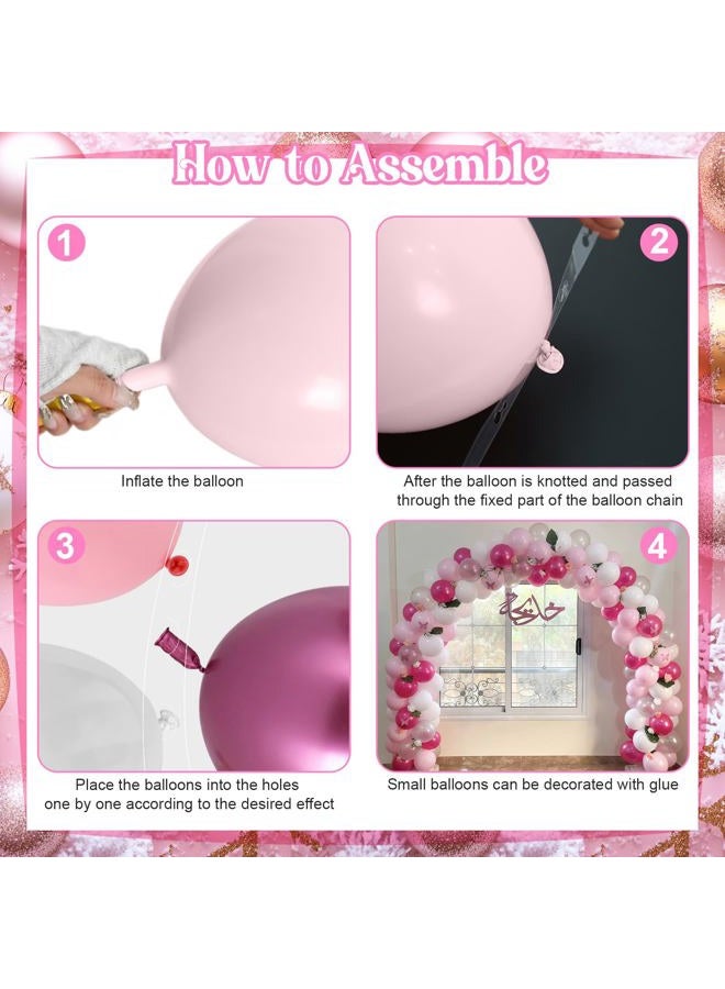 Froova Pink Balloon Garland Arch Kit, 103 PCS Metallic Hot Light Baby Pink and Clear Balloon Bow Balloons for Girls Birthday Princess Baby Shower Wedding Party Decorations - Image 3