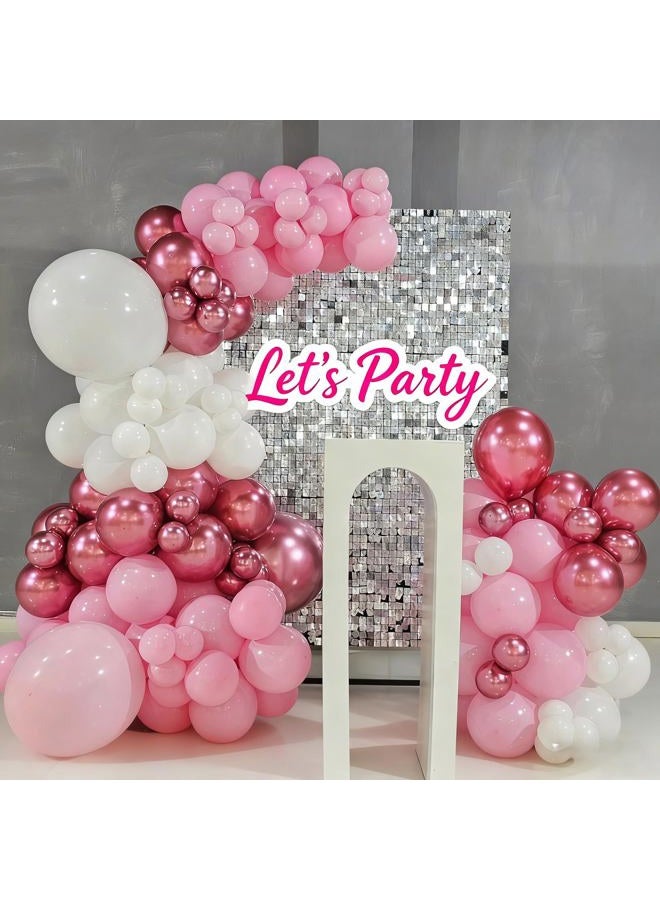 Froova Pink Balloon Garland Arch Kit, 103 PCS Metallic Hot Light Baby Pink and Clear Balloon Bow Balloons for Girls Birthday Princess Baby Shower Wedding Party Decorations - Image 4