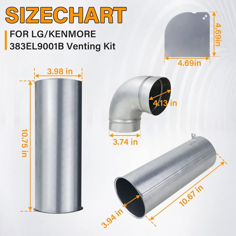 Feikeer Upgraded 383EEL9001B Dryer Venting Kit Assembly for LG Kenmore Sears - Image 3