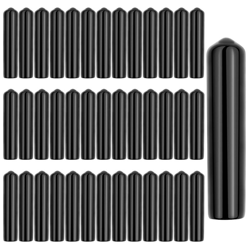 Haishell 40 PCS Long Liquor Pour Spouts Covers Black Pourer Cap Rubber Bottle Pourer Cover Dust Caps Length 205 inchDiameter 039 inch
