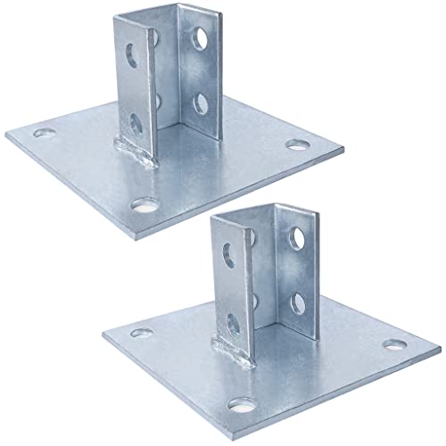 Skelang سكيلانج 2 قطع قاعدة عمود، تركيب مربع 4 ثقوب لقناة دعامة فردية 1-5/8 بوصة - Image 1