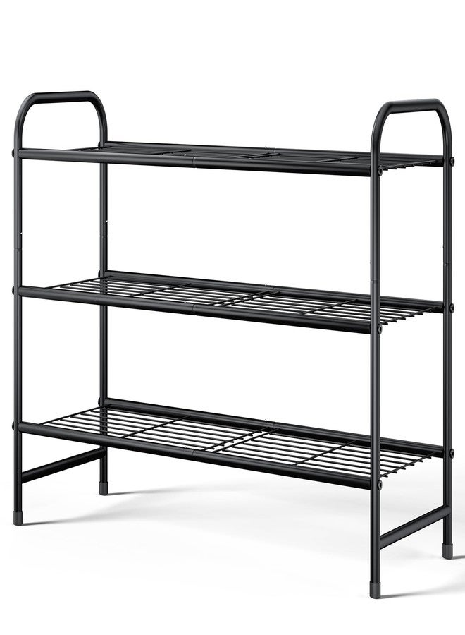 Kitsure Shoe Rack - Stainless Steel Shoe Organizer, Sturdy Shoe Rack for Closet and Front Door Entrance, Free Standing Shoe Shelf, Closet Organizers and Storage, 25.6" Wide - 3 Tier, Black - Image 1