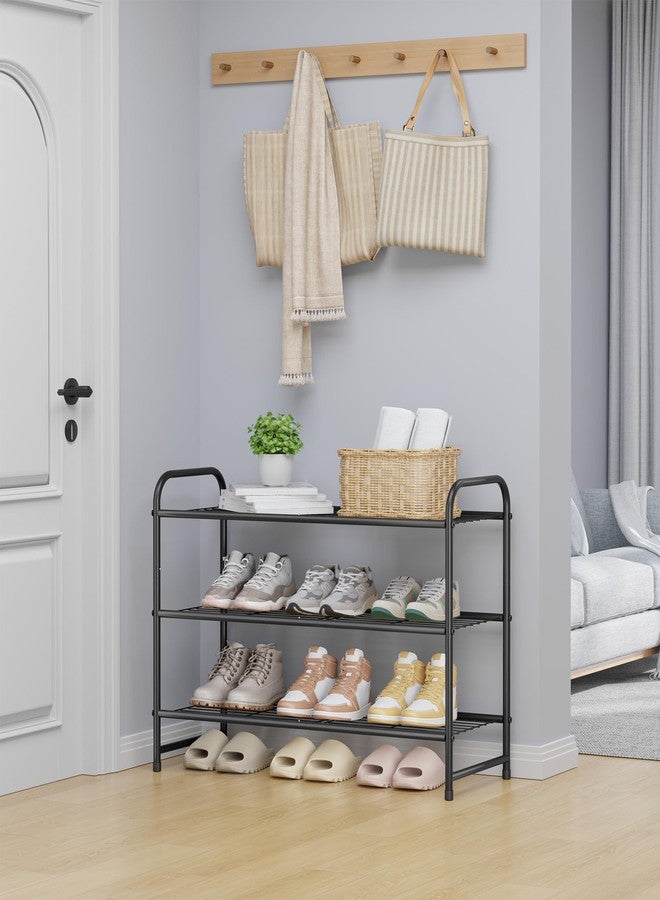 Kitsure Shoe Rack - Stainless Steel Shoe Organizer, Sturdy Shoe Rack for Closet and Front Door Entrance, Free Standing Shoe Shelf, Closet Organizers and Storage, 25.6" Wide - 3 Tier, Black - Image 2