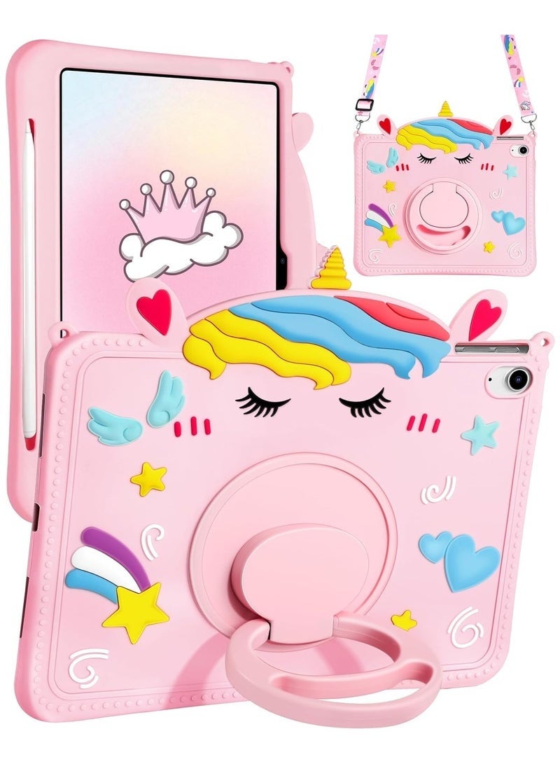 iPad 10th Generation Case Girls-10.9 inch Cases with Pencil Holder Handle Stand Shoulder Cute Cartoon Girly Teens Unicorn Tablet Cover for iPad 10th Gen 2022 - Image 1