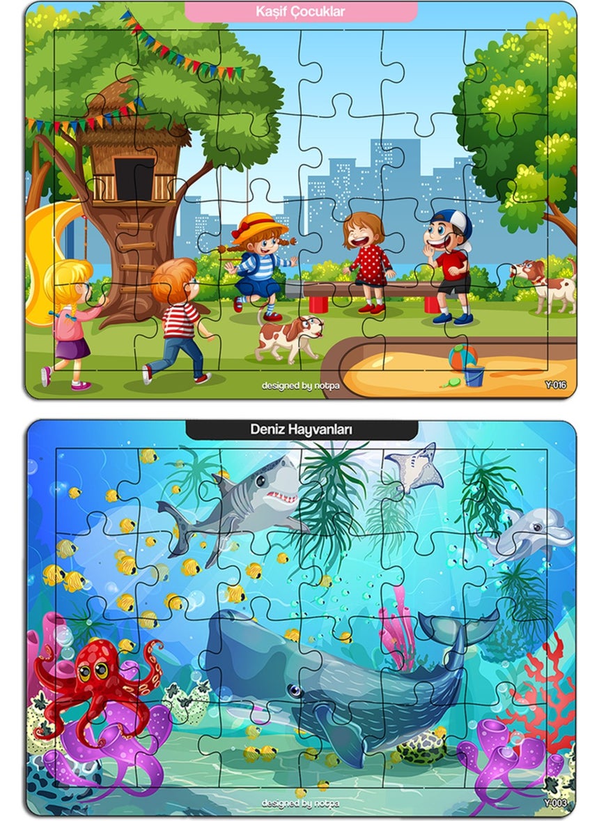 KutuTR Notpa Educational and Tutorial Wooden 24 Piece Colorful Puzzle Set of 4 for Children 9  - Image 3