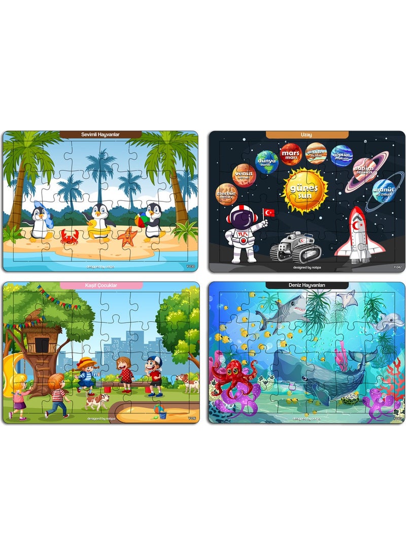 KutuTR Notpa Educational and Tutorial Wooden 24 Piece Colorful Puzzle Set of 4 for Children 9  - Image 2