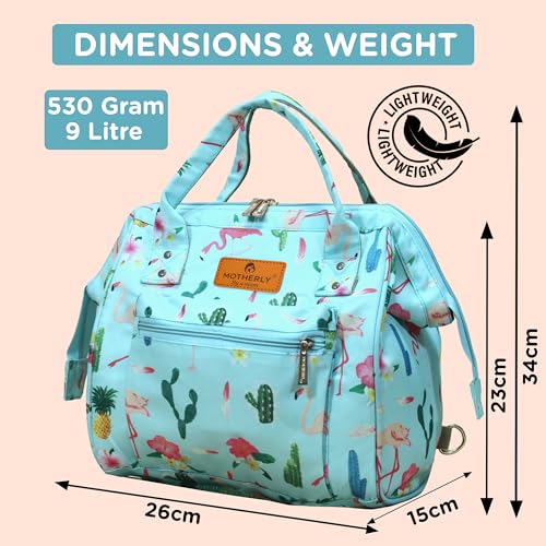Motherly Nano Diaper Bag for Mothers for Travel– Combo Set with Accessories, Small Maternity Handbag for Newborn Baby,Multiple Pockets Water Resistant Baby Bag (Cactus Light Green) - Image 3