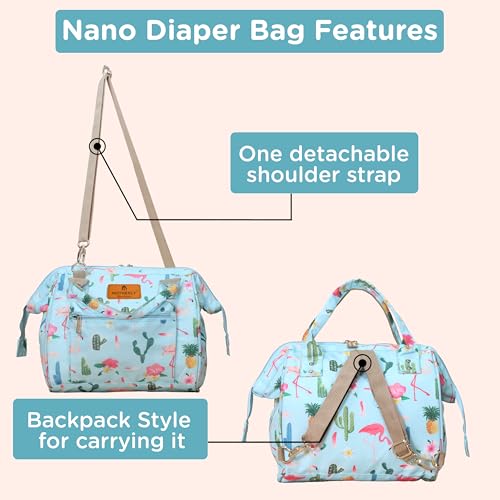 Motherly Nano Diaper Bag for Mothers for Travel– Combo Set with Accessories, Small Maternity Handbag for Newborn Baby,Multiple Pockets Water Resistant Baby Bag (Cactus Light Green) - Image 5