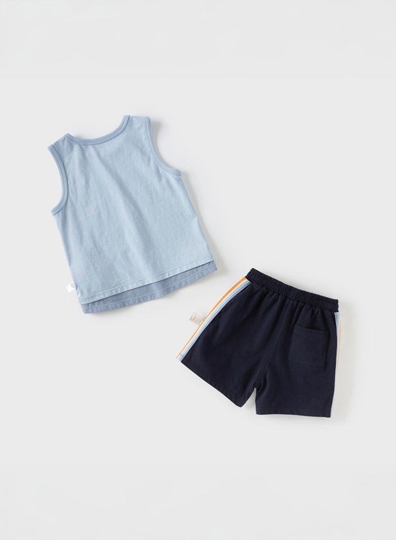Dave & Bella Blue Tank Top & Short Set with Animal Print - Image 3