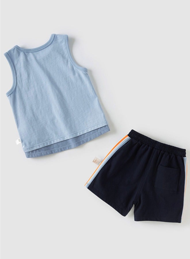 Dave & Bella Blue Tank Top & Short Set with Animal Print - Image 3