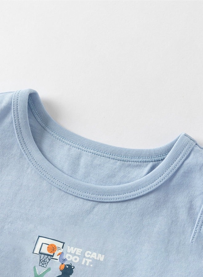 Dave & Bella Blue Tank Top & Short Set with Animal Print - Image 5