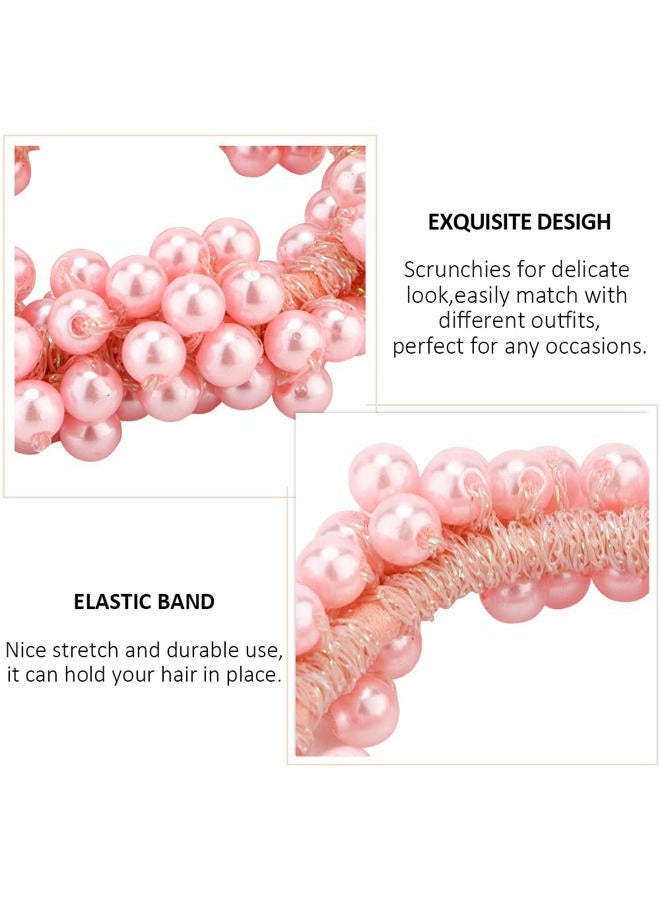 Ahoney 9Pcs Pearl Hair Ties, Crystal Beads Bulk Hair Ropes Stretchy Handmade Boho Hair Accessories for Women Girls, Multi-color Pearl - Image 4