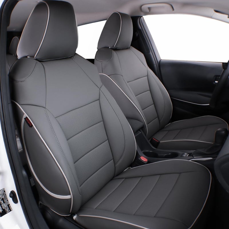 EKR Custom Fit Gray Leather Car Seat Covers for Toyota Corolla - Image 1