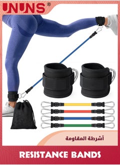 UNUNS Ankle Resistance Bands With Cuffs,4 Resistance Bands,Ankle Straps For Cable Machines Women,Glutes Work Out Equipment,Ankle Weights For Kickbacks Leg Glutes Hip Workout,Exercise Equipment  - Image 1