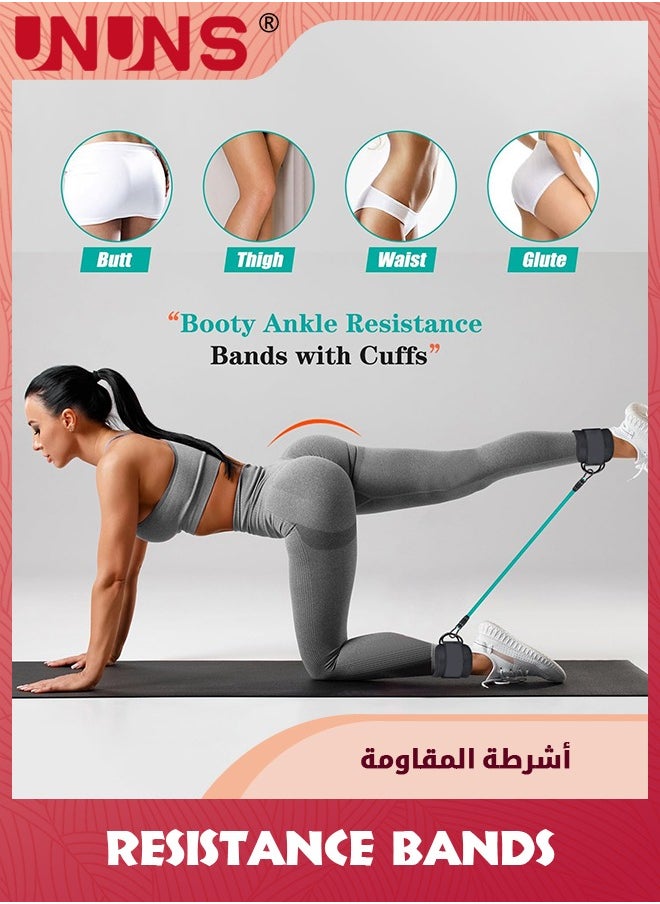 UNUNS - أشرطة مقاومة للكاحل مع أصفاد، 4 أشرطة مقاومة، أشرطة كاحل لآلات الكابلات للنساء، معدات تمرين الأرداف، أوزان الكاحل للركلات الخلفية لتمرين عضلات الساق والأرداف والورك، معدات التمرين - Image 1