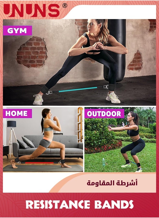 UNUNS - أشرطة مقاومة للكاحل مع أصفاد، 4 أشرطة مقاومة، أشرطة كاحل لآلات الكابلات للنساء، معدات تمرين الأرداف، أوزان الكاحل للركلات الخلفية لتمرين عضلات الساق والأرداف والورك، معدات التمرين - Image 1
