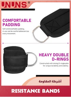 UNUNS Ankle Resistance Bands With Cuffs,4 Resistance Bands,Ankle Straps For Cable Machines Women,Glutes Work Out Equipment,Ankle Weights For Kickbacks Leg Glutes Hip Workout,Exercise Equipment  - Image 3