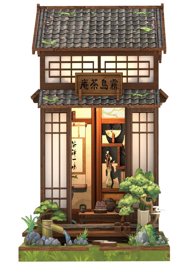 Cutefun Book Nook Kit - DIY Miniature Dollhouse Kit for Adults, Teens and Beginners, Japanese Tea Room Booknook Tiny House Bookshelf Decor 3D Wooden Puzzles, Gifts for Friends and Family (Tea House) - Image 1
