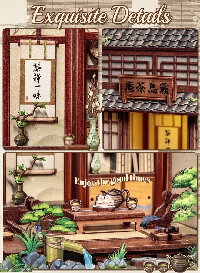 Cutefun Book Nook Kit - DIY Miniature Dollhouse Kit for Adults, Teens and Beginners, Japanese Tea Room Booknook Tiny House Bookshelf Decor 3D Wooden Puzzles, Gifts for Friends and Family (Tea House) - Image 5