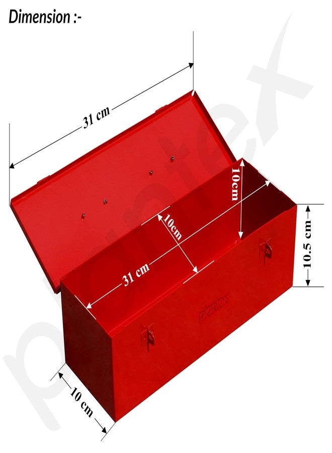Plantex Metal Small Tool Box for Tools/Tool Box Empty for Home Use/Compact Tools Box for Home (Red) - Image 3