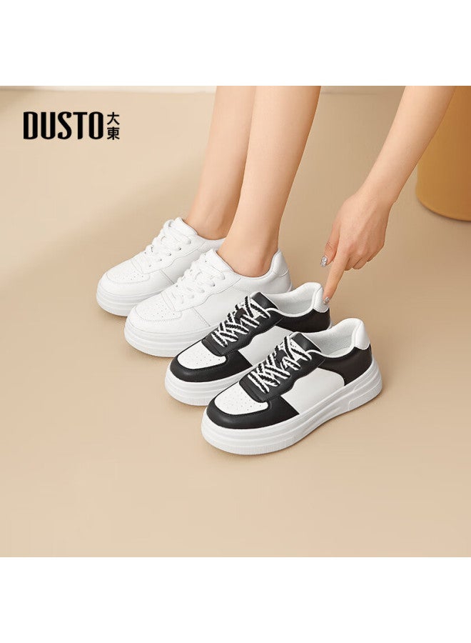 Da Dong Women's Platform Sneakers Autumn New White Shoes 0620 - Black, Size 35