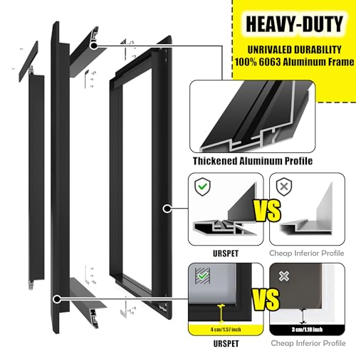 URSPET Extra Large Dog Door for Exterior Doors, Heavy Duty Aluminum Doggy Door for Extreme Weather, Cutout Size 14 1/2''W x 25 1/8''H, Giant Dog Door Up to 220 lbs, Lockable, Black - Image 2