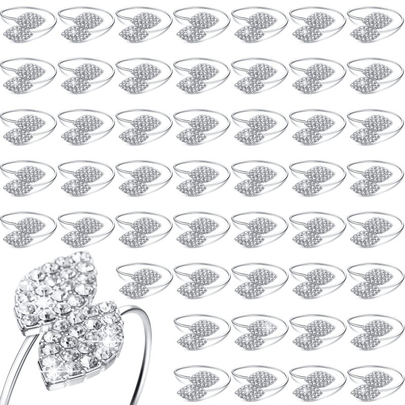 Hotop 100 Pcs Silver Rhinestone Napkin Rings Set Elegant Crystal Table Decor for Christmas Wedding Party Holiday Dinner Banquet Decorations - Image 2