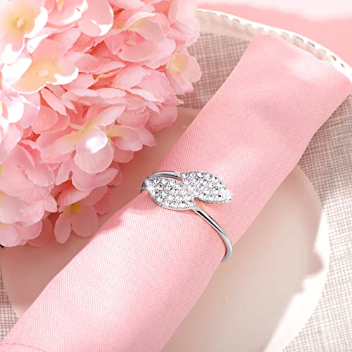 Hotop 100 Pcs Silver Rhinestone Napkin Rings Set Elegant Crystal Table Decor for Christmas Wedding Party Holiday Dinner Banquet Decorations - Image 3