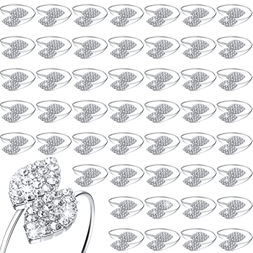 Hotop 100 Pcs Silver Rhinestone Napkin Rings Set Elegant Crystal Table Decor for Christmas Wedding Party Holiday Dinner Banquet Decorations - Image 1