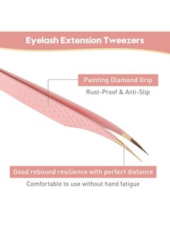 Ms.Queen Lash Tweezers For Eyelash Extensions,Precision 4Pcs Fiber Tip Grip 45 90 Degree L-Shaped Boot Curved Isolation Eyelash Tweezers Set  - Image 4