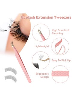 Ms.Queen Lash Tweezers For Eyelash Extensions,Precision 4Pcs Fiber Tip Grip 45 90 Degree L-Shaped Boot Curved Isolation Eyelash Tweezers Set  - Image 3