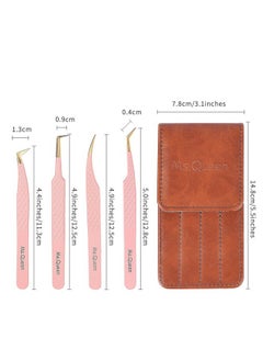 Ms.Queen Lash Tweezers For Eyelash Extensions,Precision 4Pcs Fiber Tip Grip 45 90 Degree L-Shaped Boot Curved Isolation Eyelash Tweezers Set  - Image 5